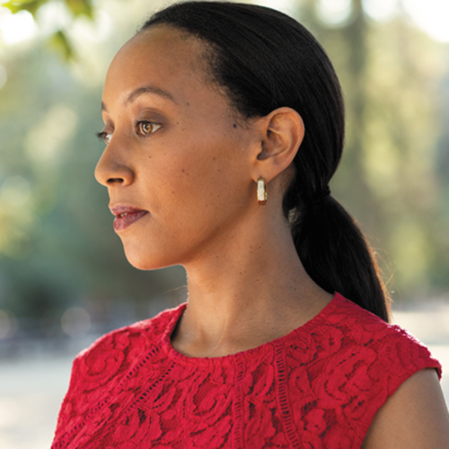 Photo of Haben Girma in a red dress