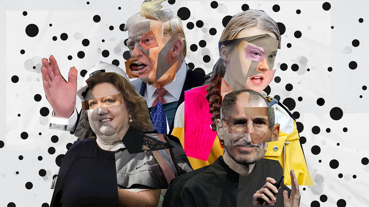 Illustration of distorted faces of mavericks