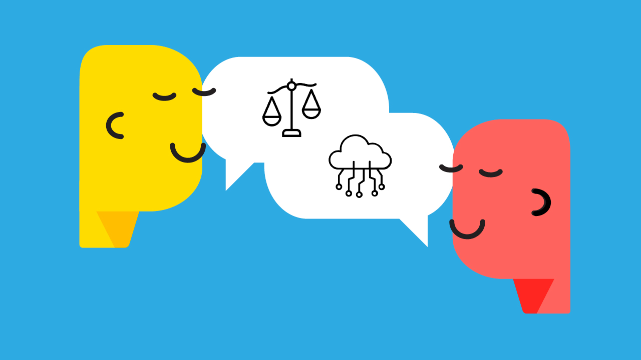 illustration of two heads talking