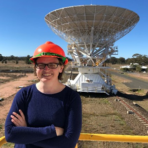 Picture of Prof. Tara Murphy near telescope