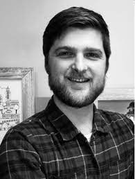 A black and white portrait image