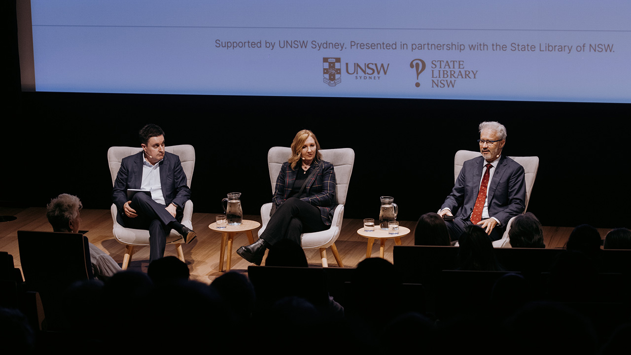 Panel members on stage at Sydney Writers' Festival