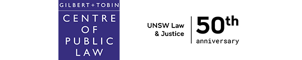 Gilbert + Tobin Logo and UNSW Law & Justice 50th anniversary logo