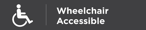 Grey background with a white wheelchair user symbol