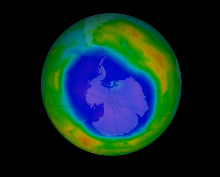 Picture of hole in ozone layer