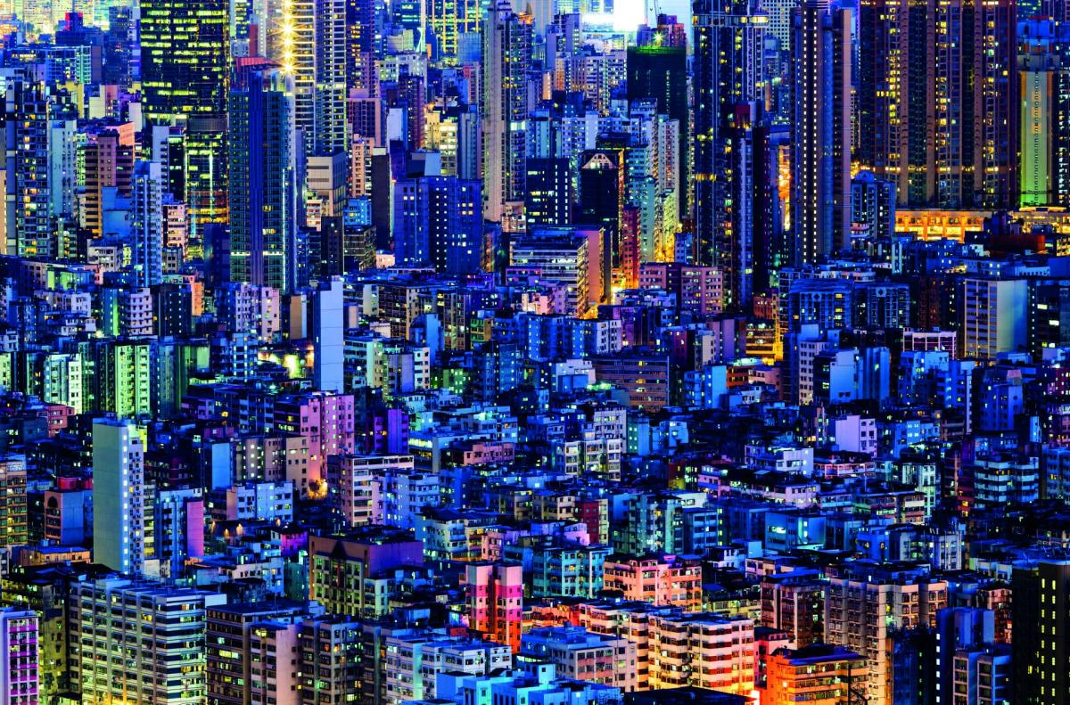 photo of city skyline at night
