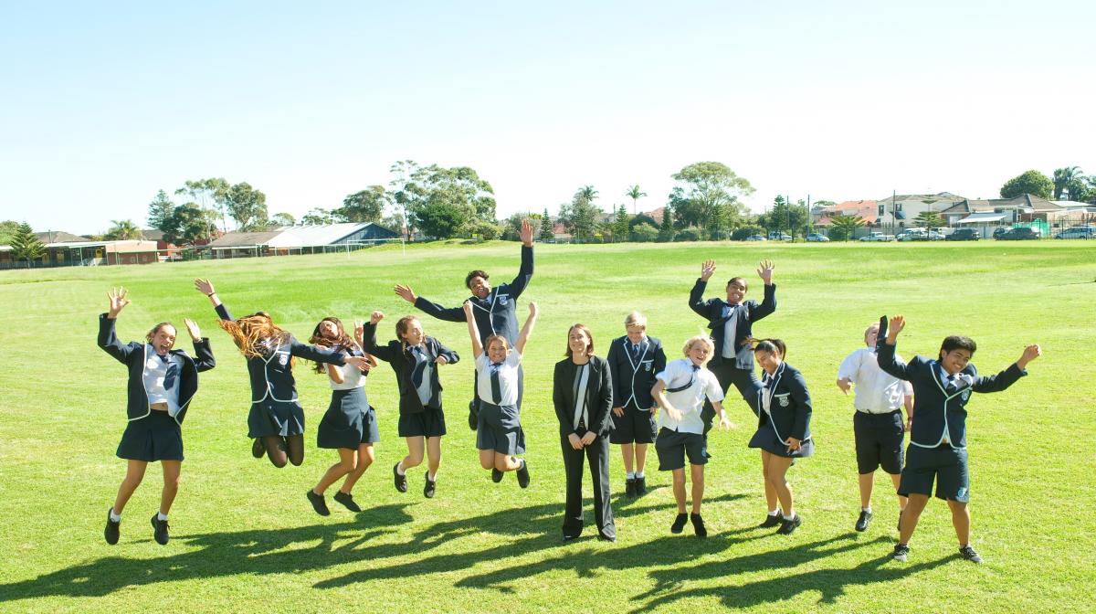 phot of school children jumping