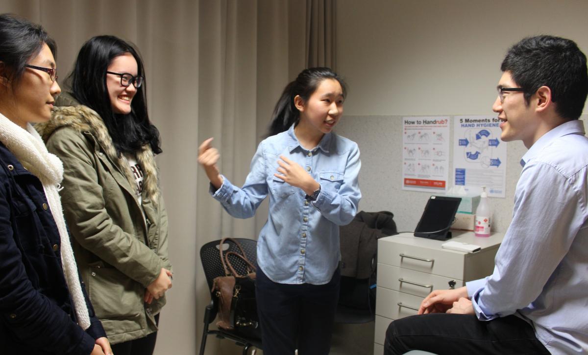photo of students talking