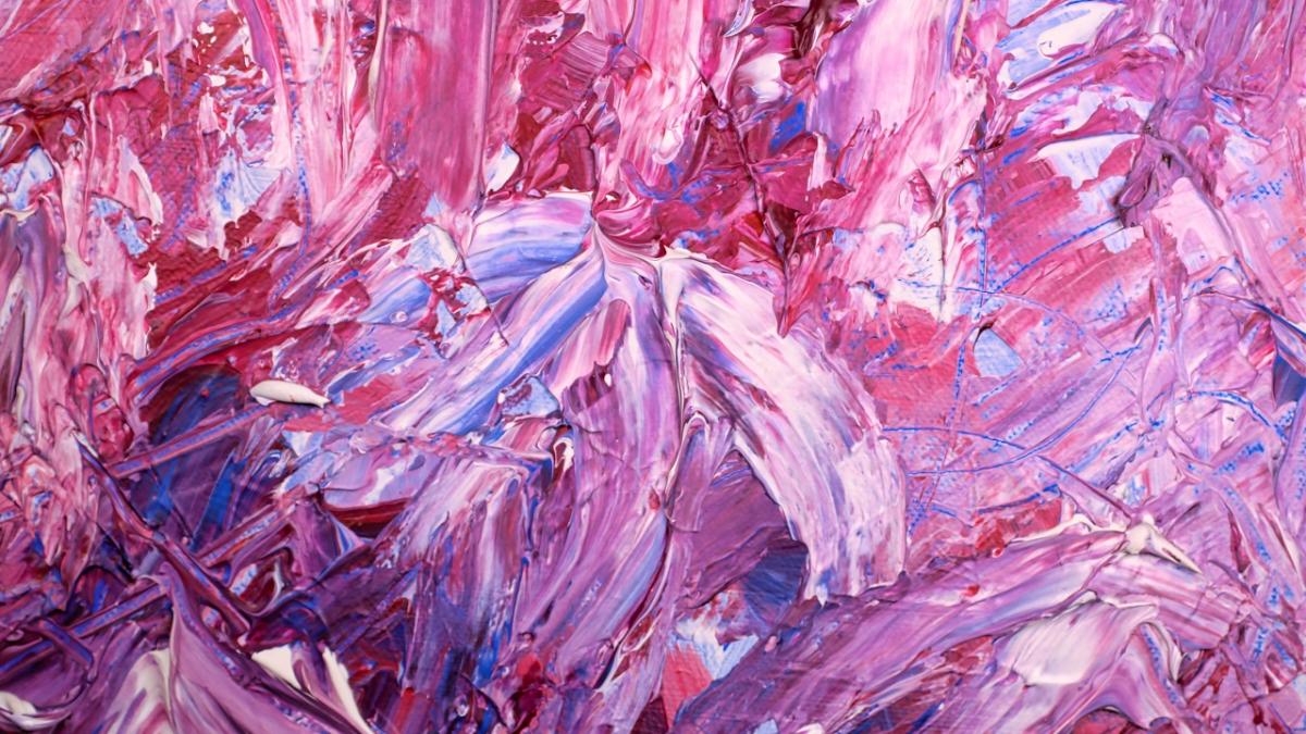 close up of textured pink oil paint