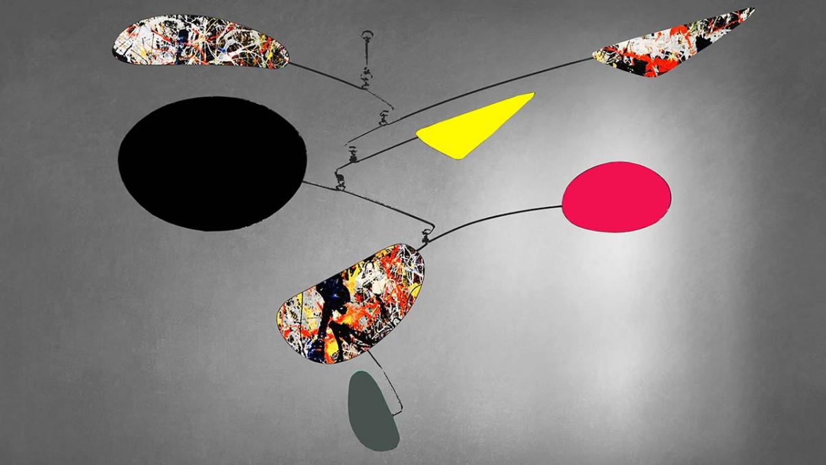 abstract mobile of shapes