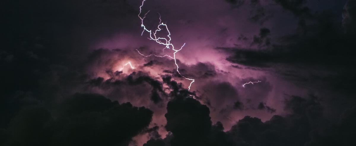lighting bolt in purple sky