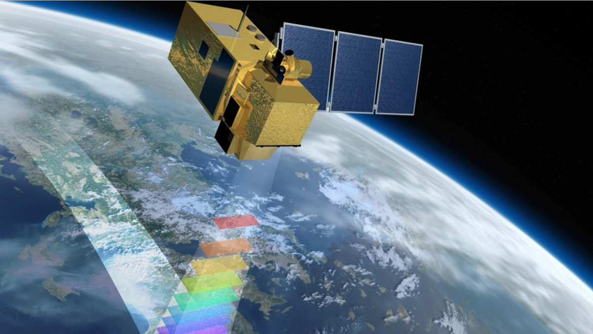 graphic image of a satellite above Earth