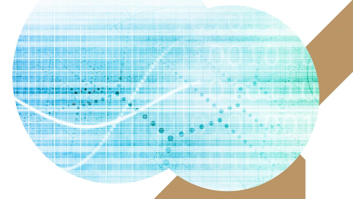 Cut out eight figure of an abstract image with dots, line and numbers 