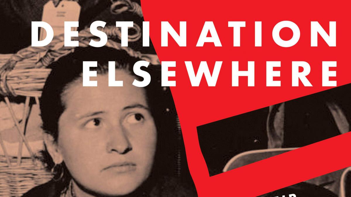graphic design with red shapes and photo of a women