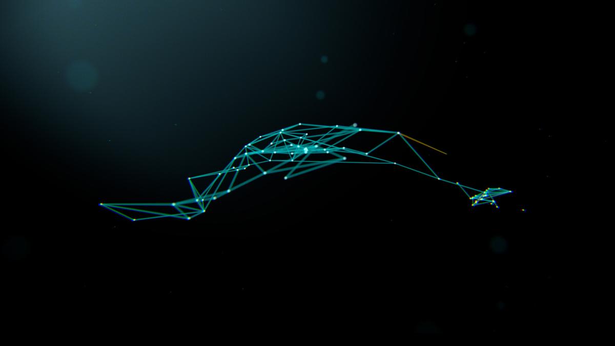 graphic design with dark background and connecting dots