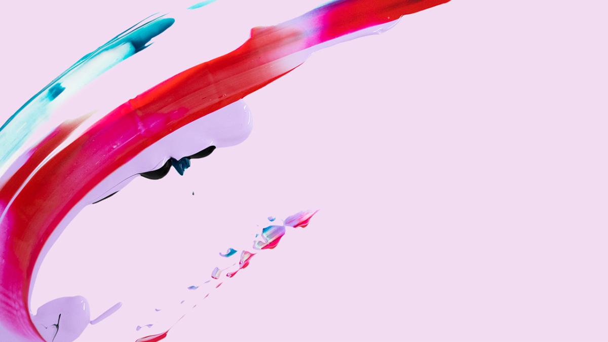 paint stroke against a pink background 