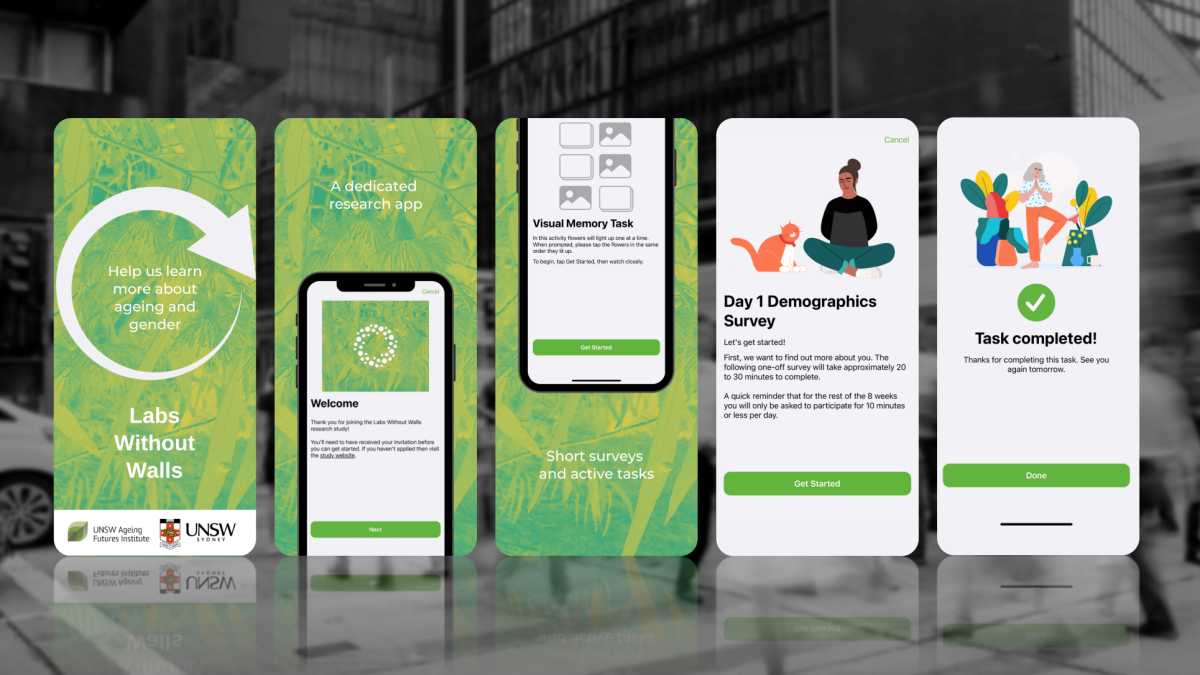 Labs Without Walls images depicting mobile app interface