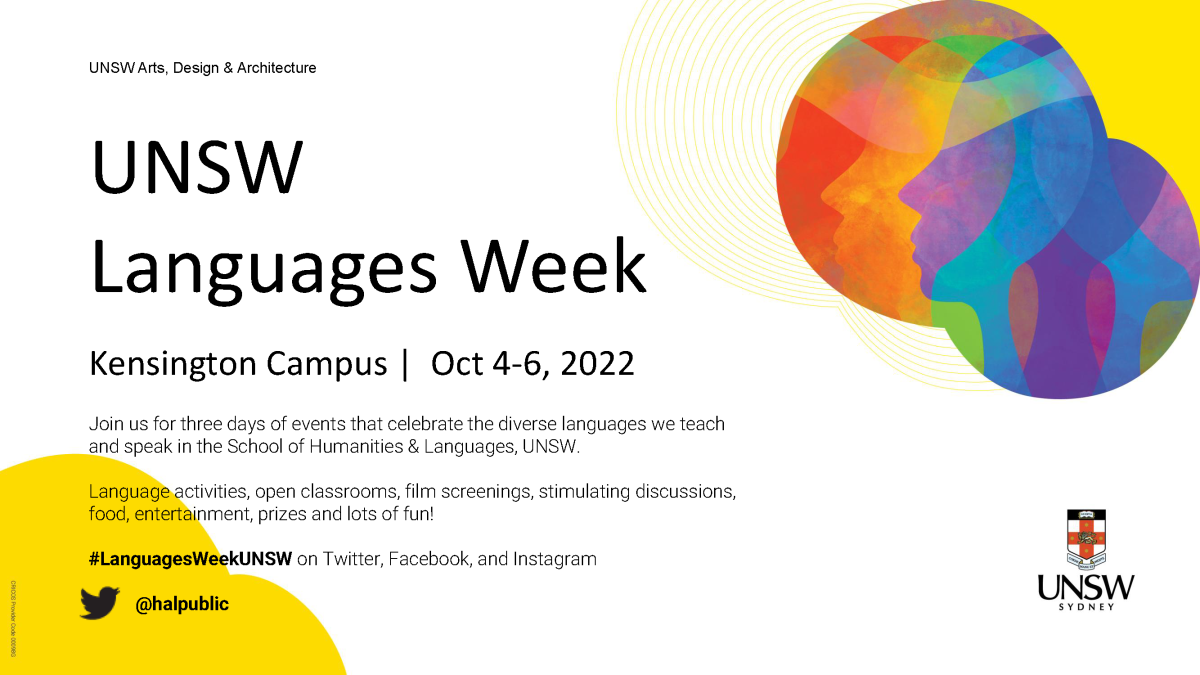 Join us for three days of events that celebrate the diverse languages we teach and speak in the School of Humanities & Languages, UNSW.