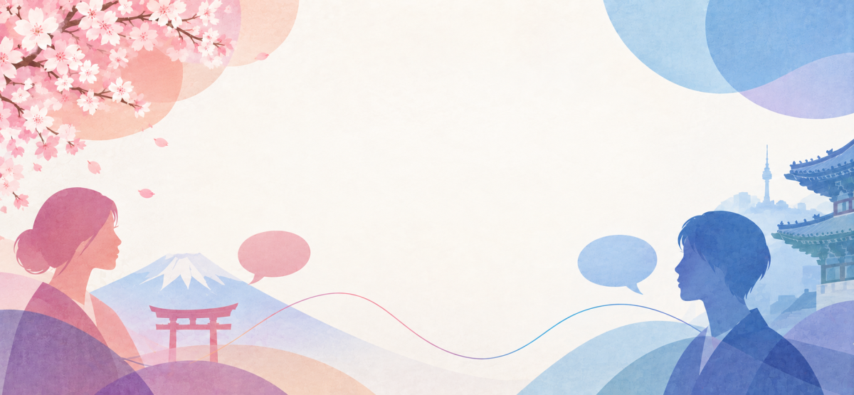 Illustrated image of two people conversing